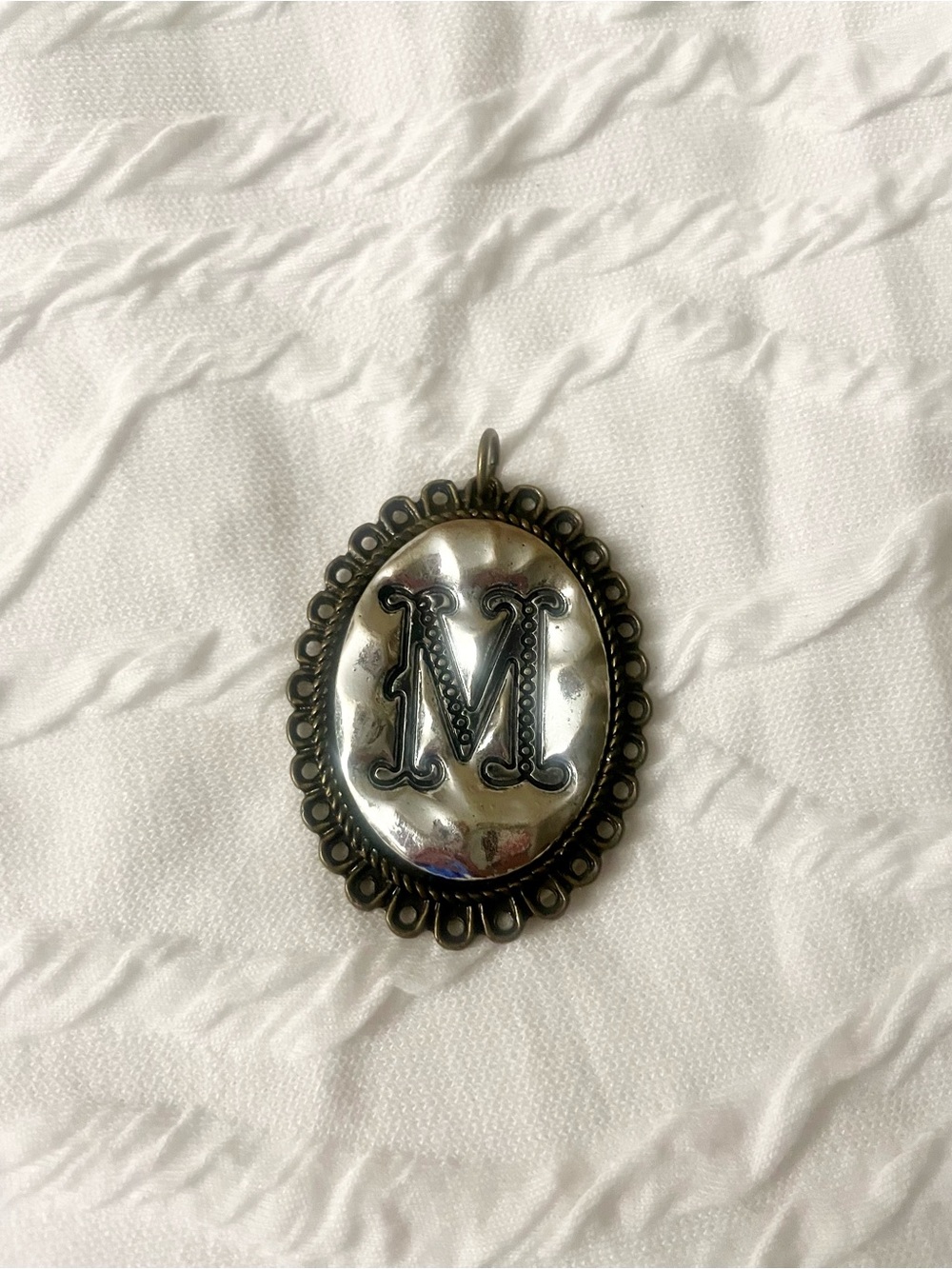 Plunder Silver-Tone 'M' Oval Monogram Pendant